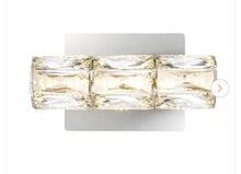 Load image into Gallery viewer, Keighley Integrated LED Chrome and Crystal Indoor Wall Sconce Light Fixture
