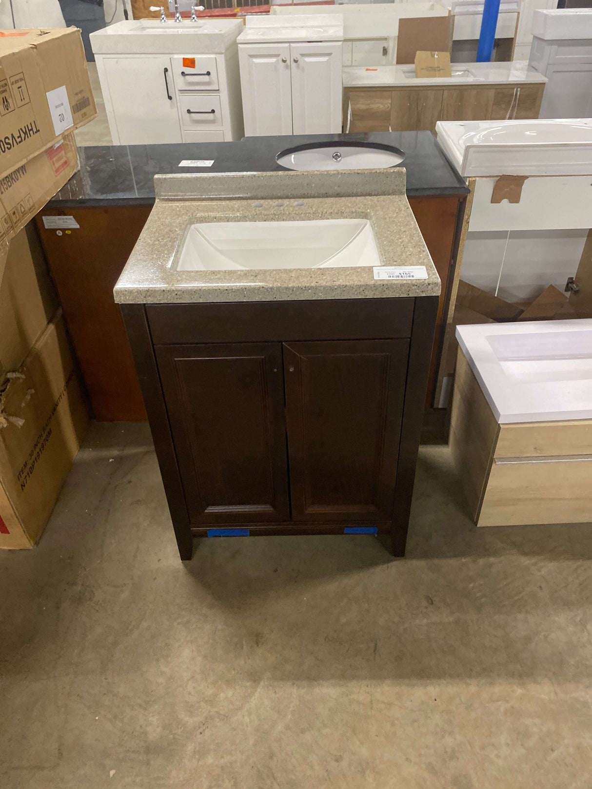 Delridge 24 in. W x 19 in. D x 35 in. H Single Sink Bath Vanity in Chocolate with Caramel Cultured Marble Top