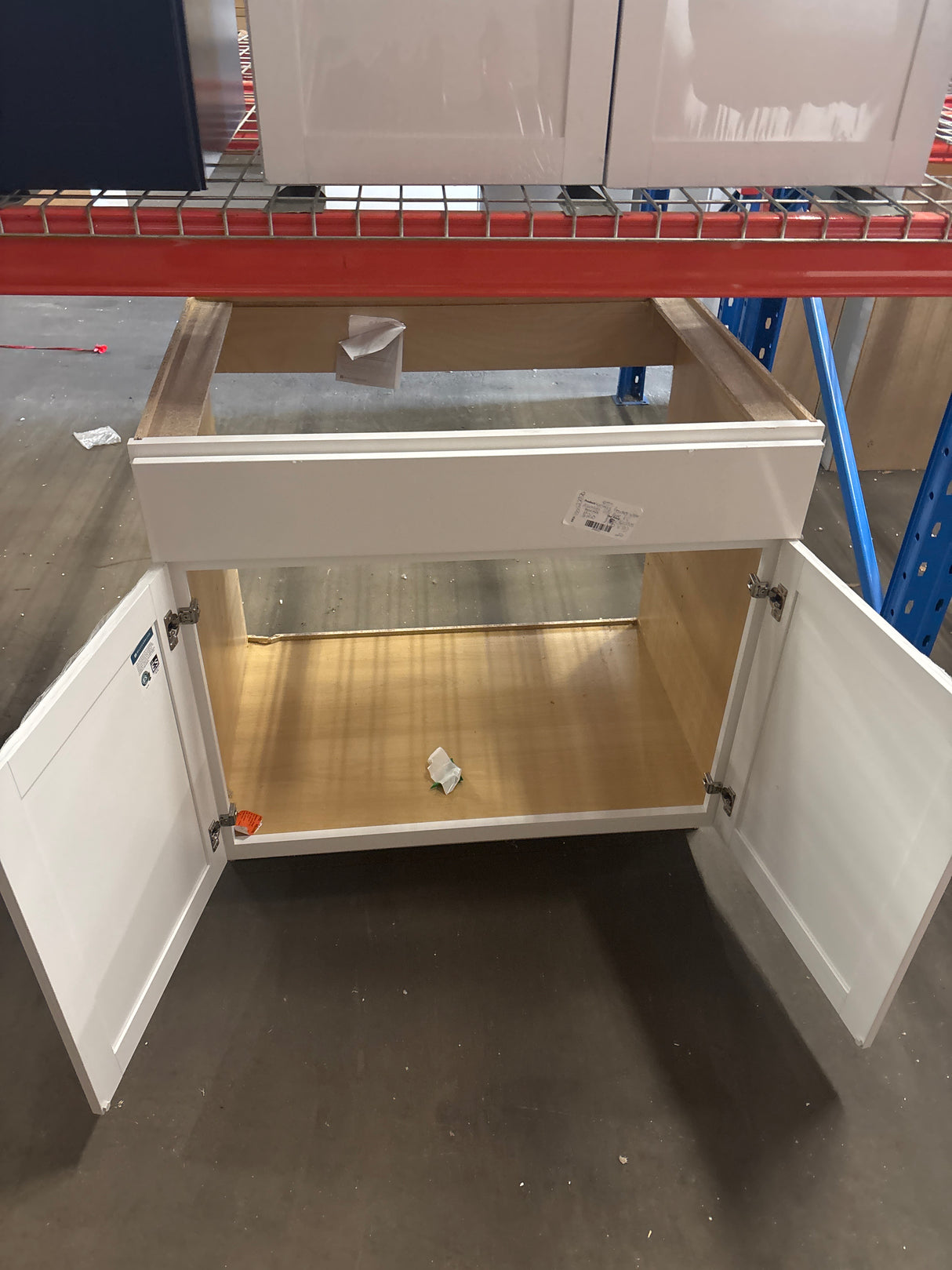 Westfield Feather White Assembled Sink Base Kitchen Cabinet (36 in. W x 23.75 in. D x 35 in. H)