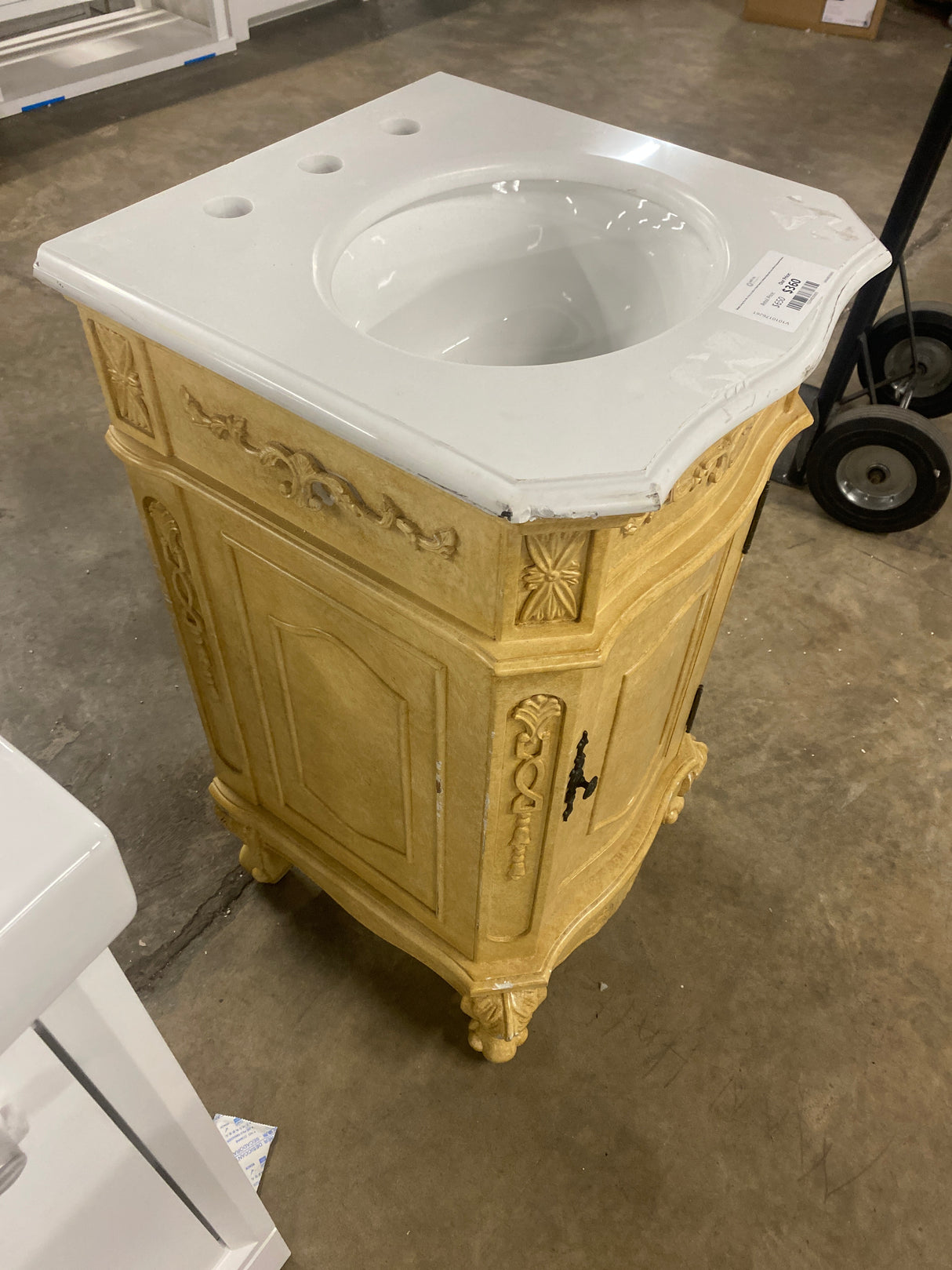 Simply Living 19 in. W x 19 in. D x 36 in. H Bath Vanity in Antique Beige with Ivory White Engineered Marble