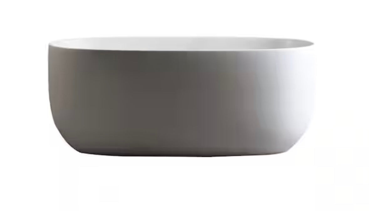 Moray 51 in. x 25 in. Solid Surface Stone Resin Flatbottom Freestanding Double Slipper Soaking Bathtub in Matte White