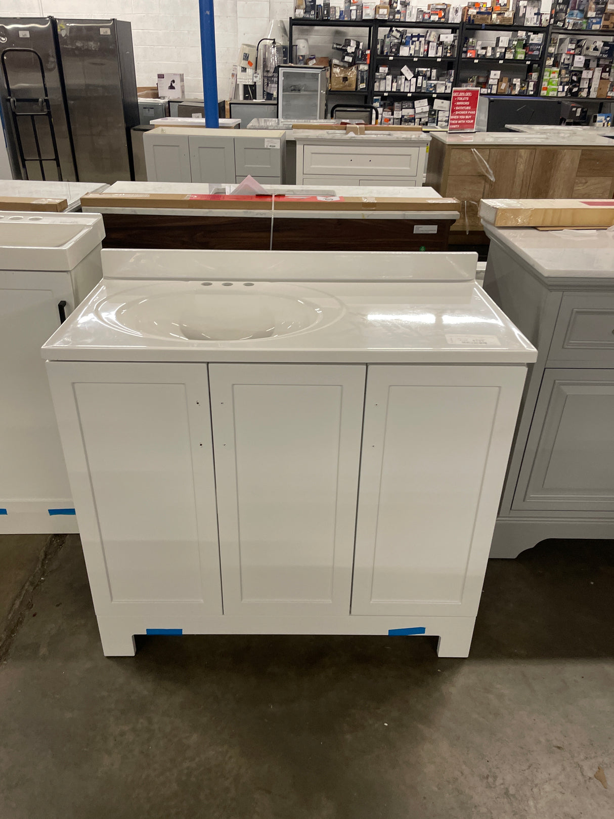 Oakley 37 in. Single Sink White Bath Vanity with White Cultured Marble Top (Assembled)