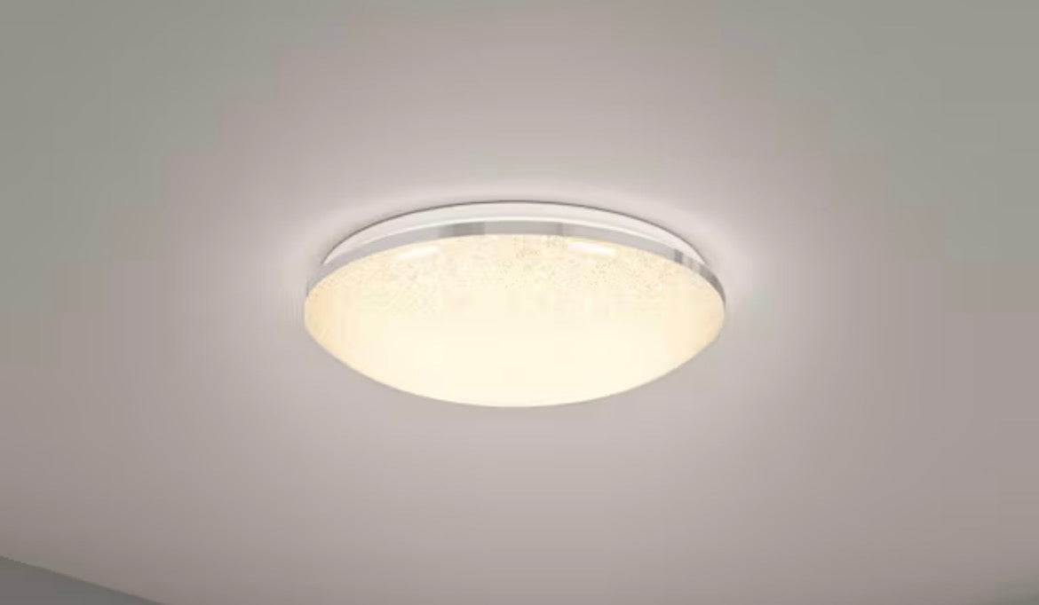 Sparkle 15 in. 1 Light Chrome 5CCT Integrated Selectable LED Flush Mount Ceiling Light with Remote Included