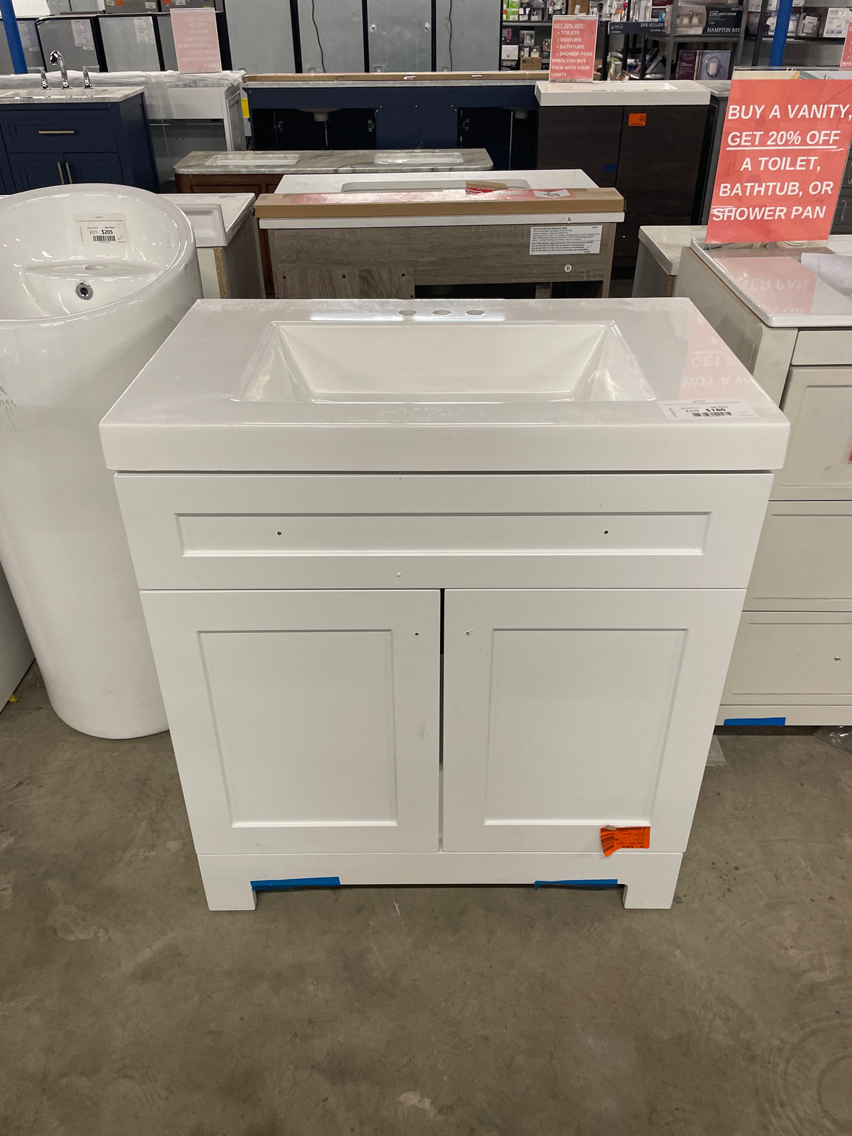 Everdean 31 in. W x 19 in. D x 34 in. H Single Sink Freestanding Bath Vanity in White with White Cultured Marble Top
