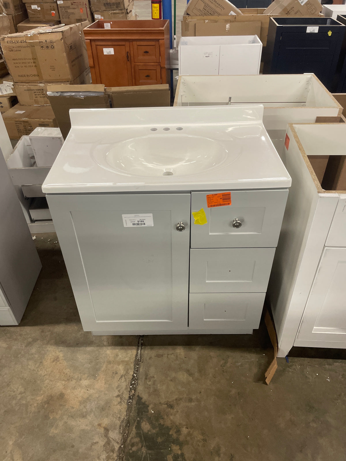 Bannister 31 in. W x 19 in. D x 35 in. H Single Sink Bath Vanity in Pearl Gray with White Cultured Marble Top
