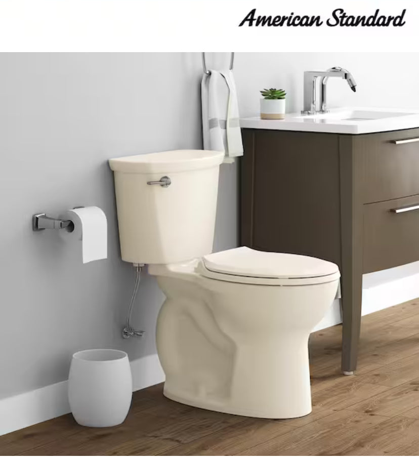 Cadet 12 in. Antimicrobial 2-Piece 1.28 GPF Single Flush Chair Height Round Toilet in Bone with Slow Close Seat