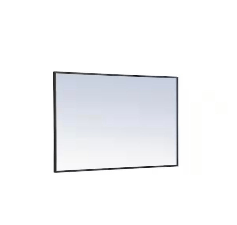 Timeless Home 28 in. W x 42 in. H x Contemporary Metal Framed Rectangle Black Mirror
