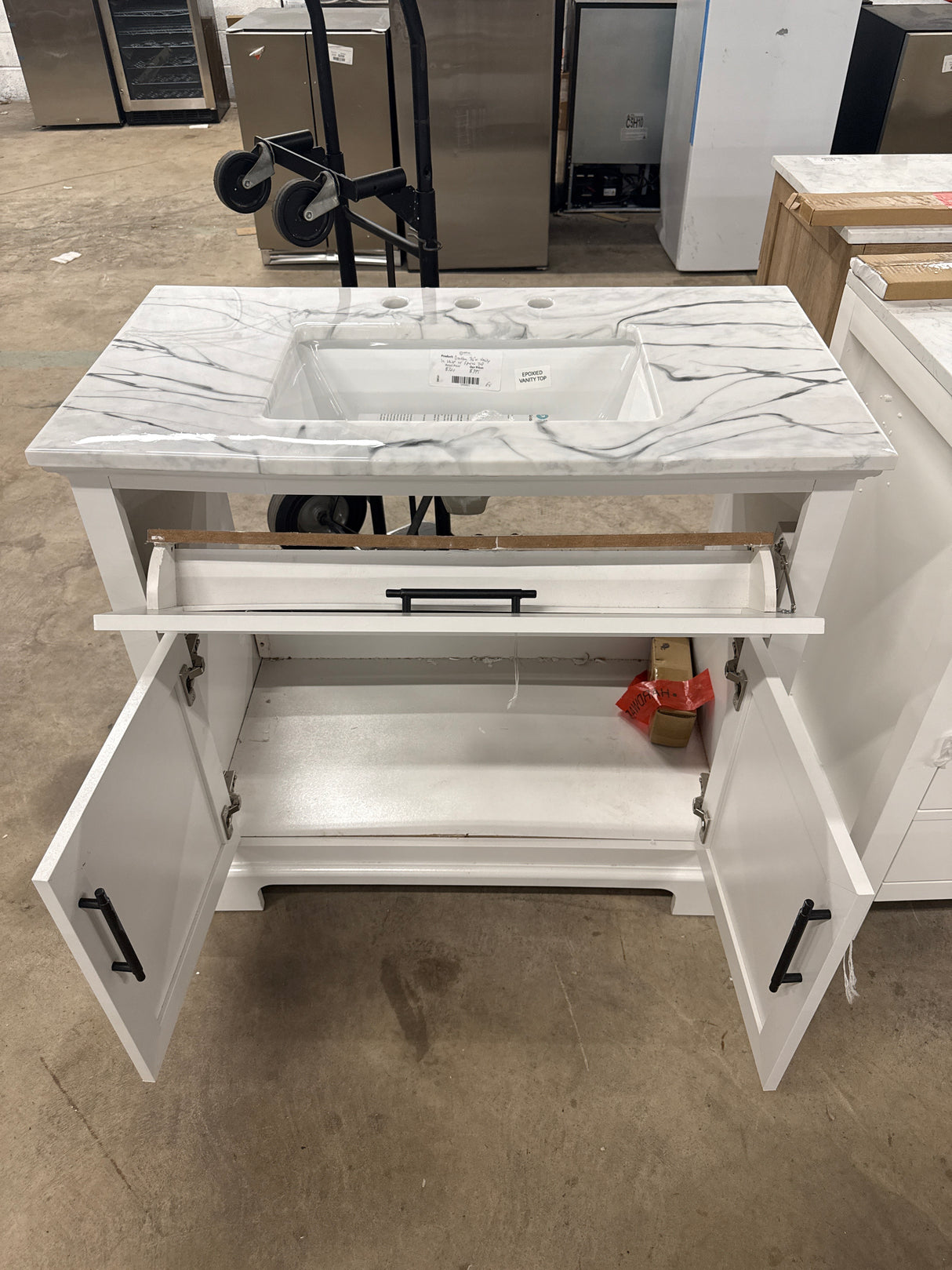 Doveton 36 in. W x 19 in. D x 35 in. H Bath Vanity in White with Epoxied Cultured Marble Top