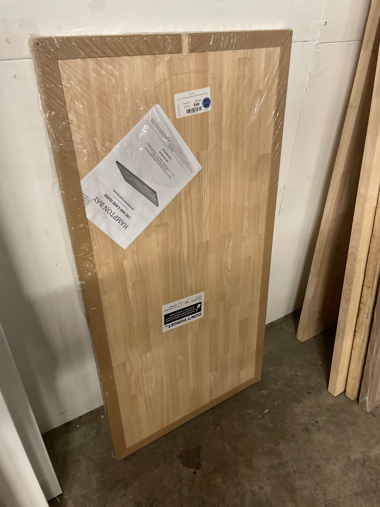 4 ft. L x 25 in. D Unfinished Hevea Solid Wood Butcher Block Countertop With Square Edge