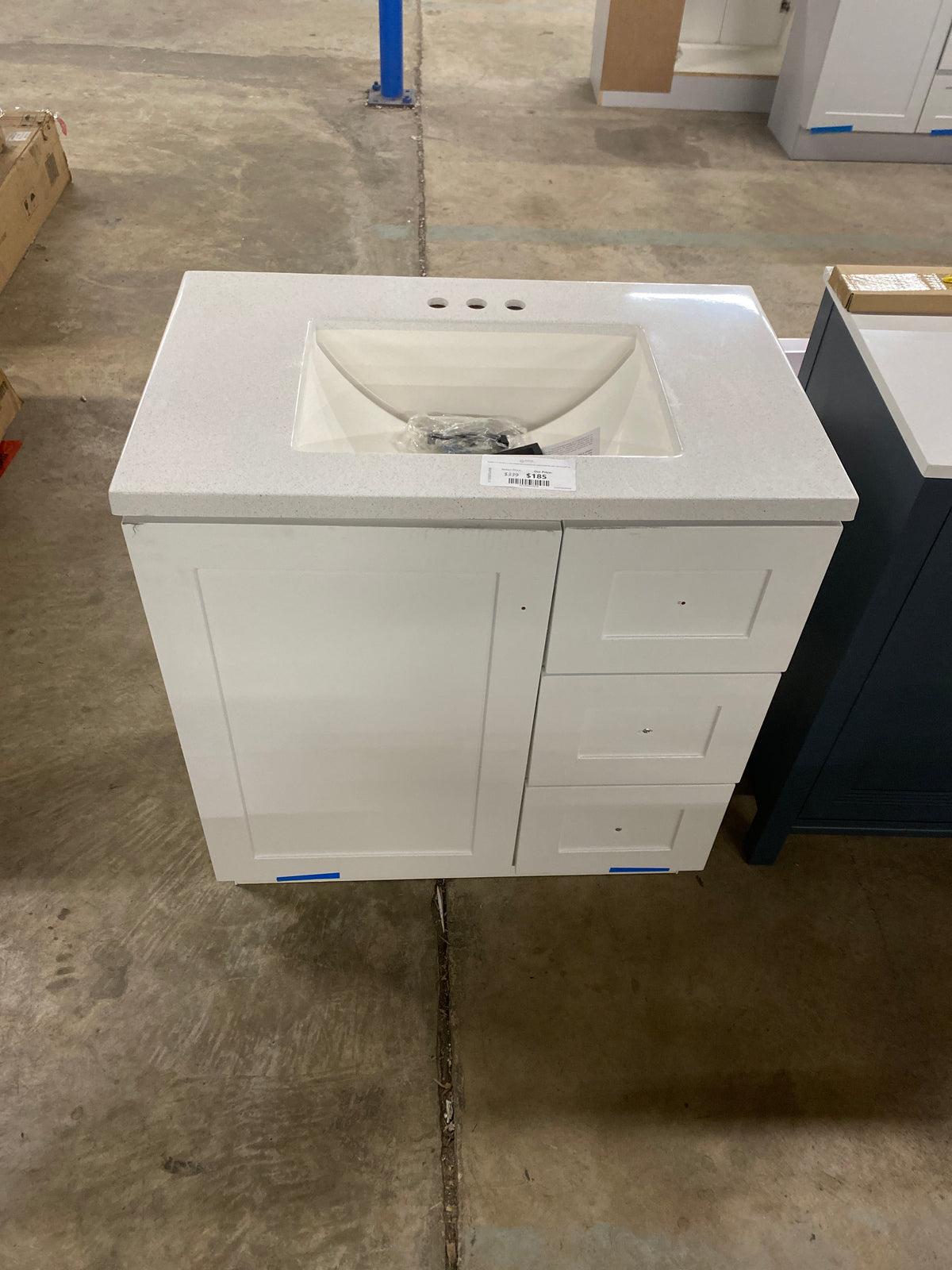 Bannister 31 in. W x 19 in. D x 35 in. H Single Sink Freestanding Bath Vanity in White with White Cultured Marble Top