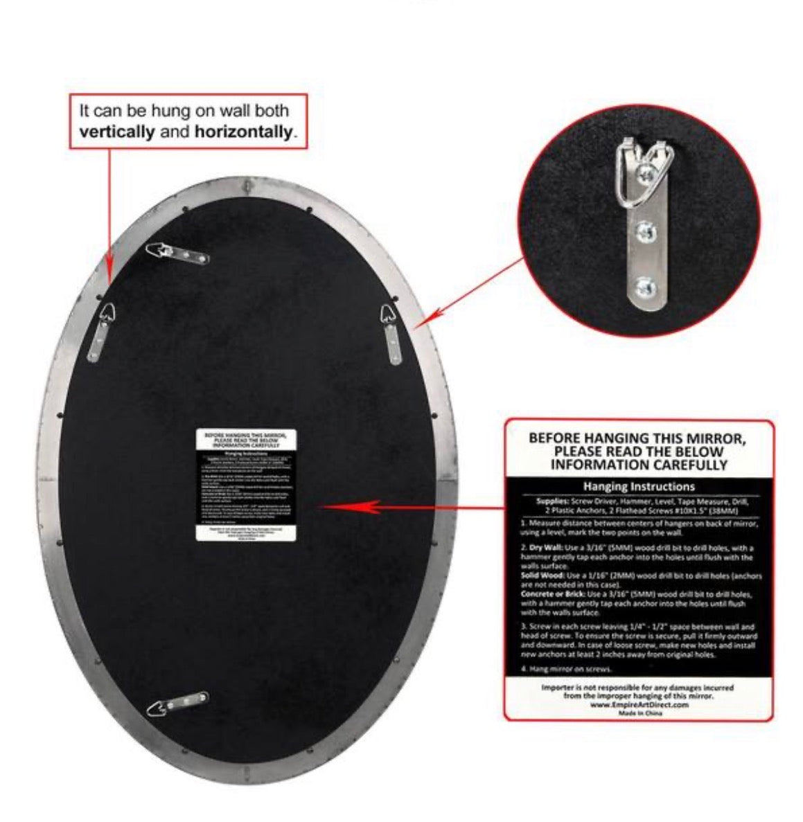 36 in. x 24 in. Ultra Oval Polished Silver Stainless Steel Framed Wall Mirror