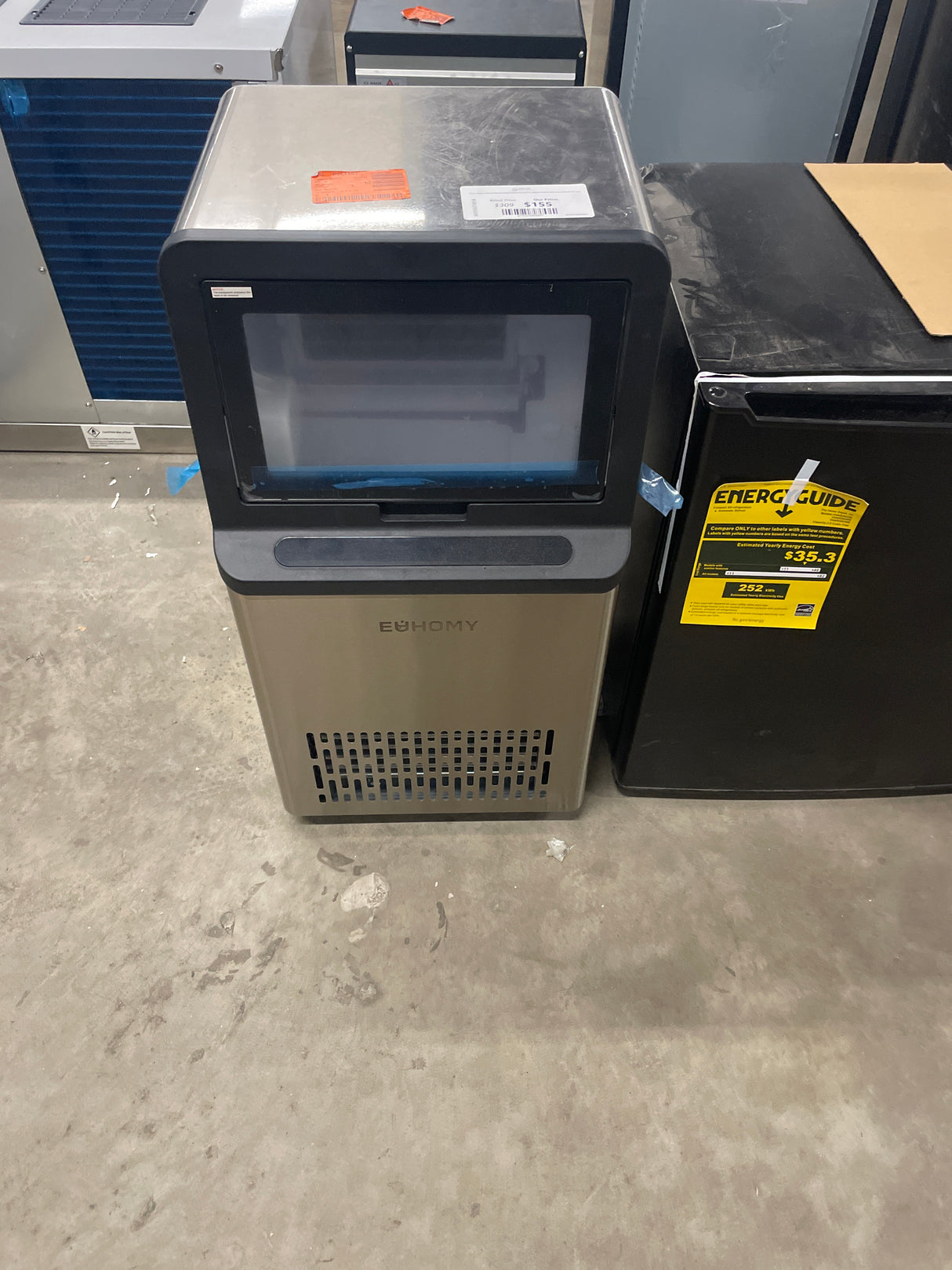15.4 in. 105 lbs. / 24H Full Size Cube Freestanding Commercial Ice Maker in Stainless Steel, Clean Cycle and 3-Ice types