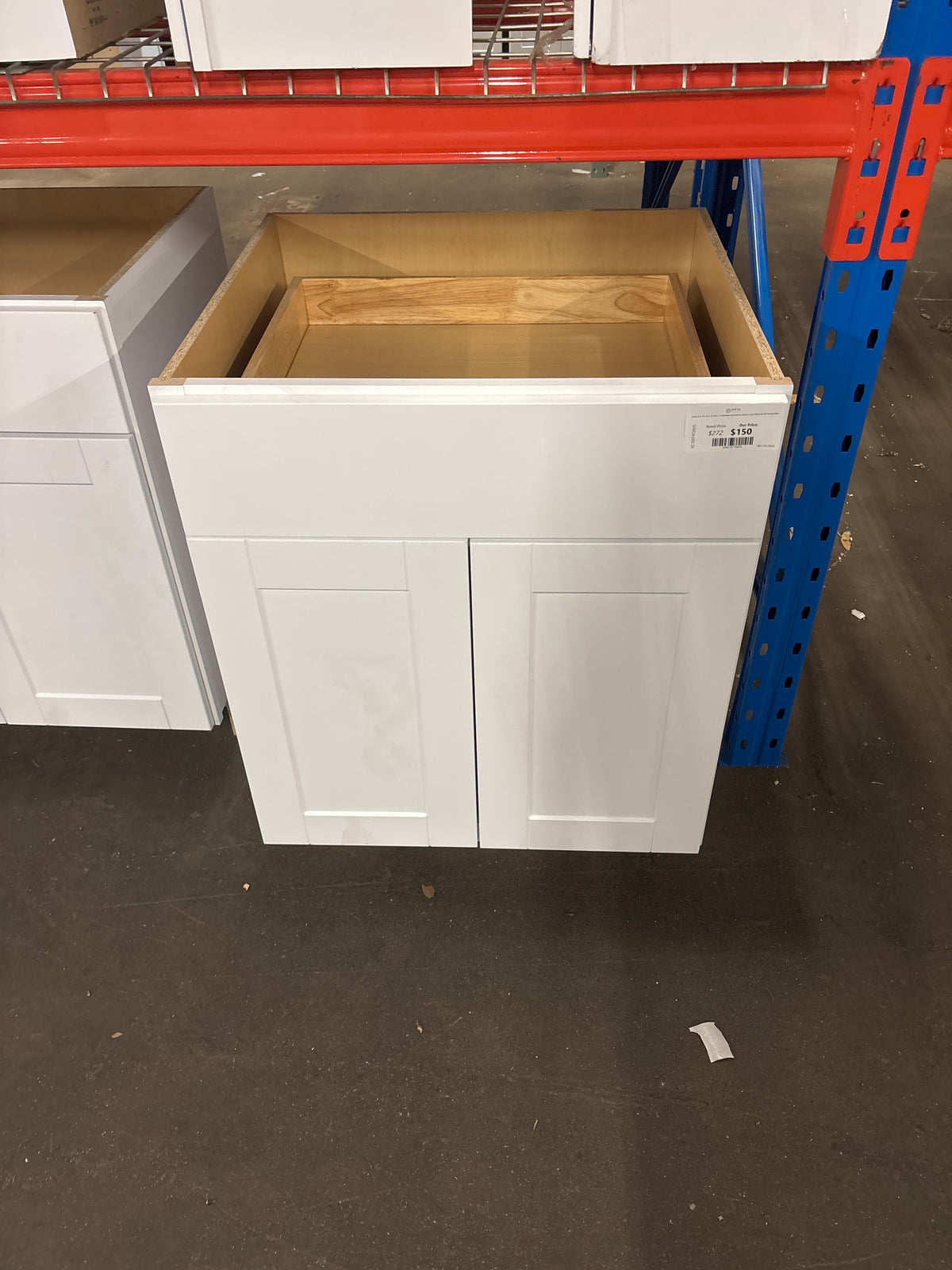 Shaker 27 in. W x 24 in. D x 34.5 in. H Assembled Base Kitchen Cabinet in Satin White with Ball-Bearing Glides
