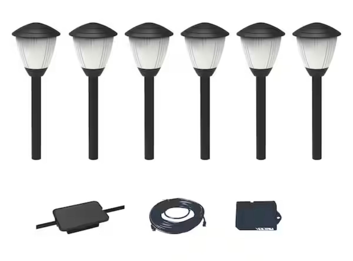 Lamar Park 10-Watt Equivalent Low Voltage Black Integrated LED Outdoor Path Lights with Easy Clip Connectors (6-Pack)