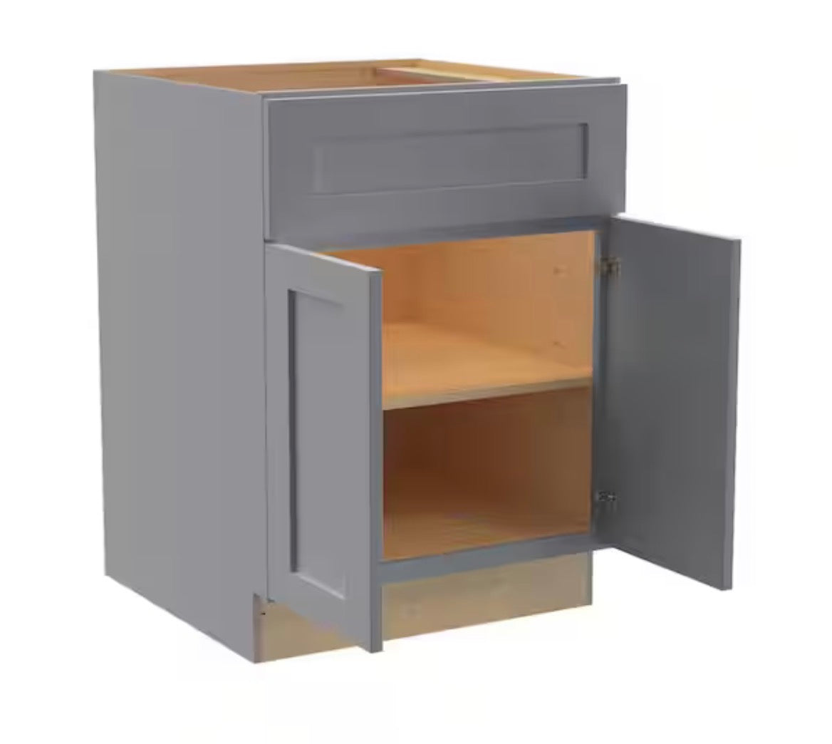 27 in. W x 24 in. D x 34.5 in. H Ready to Assemble Plywood Shaker Wall Kitchen Cabinet in Dove Gray