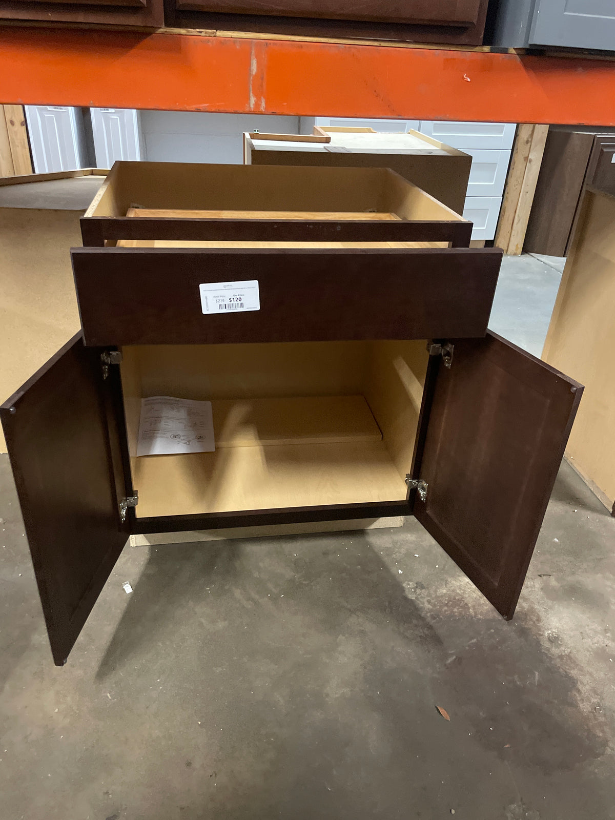 Shaker Java Stock Assembled Base Kitchen Cabinet with Ball-Bearing Drawer Glides (30 in. x 34.5 in. x 24 in.)