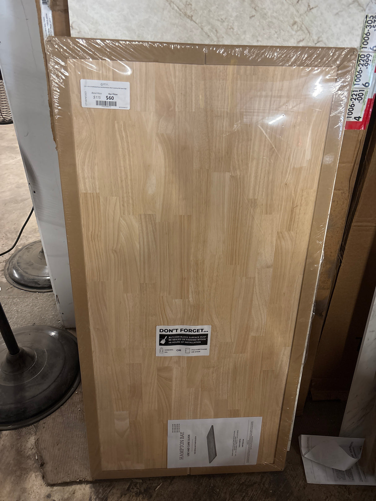 4 ft. L x 25 in. D Unfinished Hevea Solid Wood Butcher Block Countertop With Square Edge