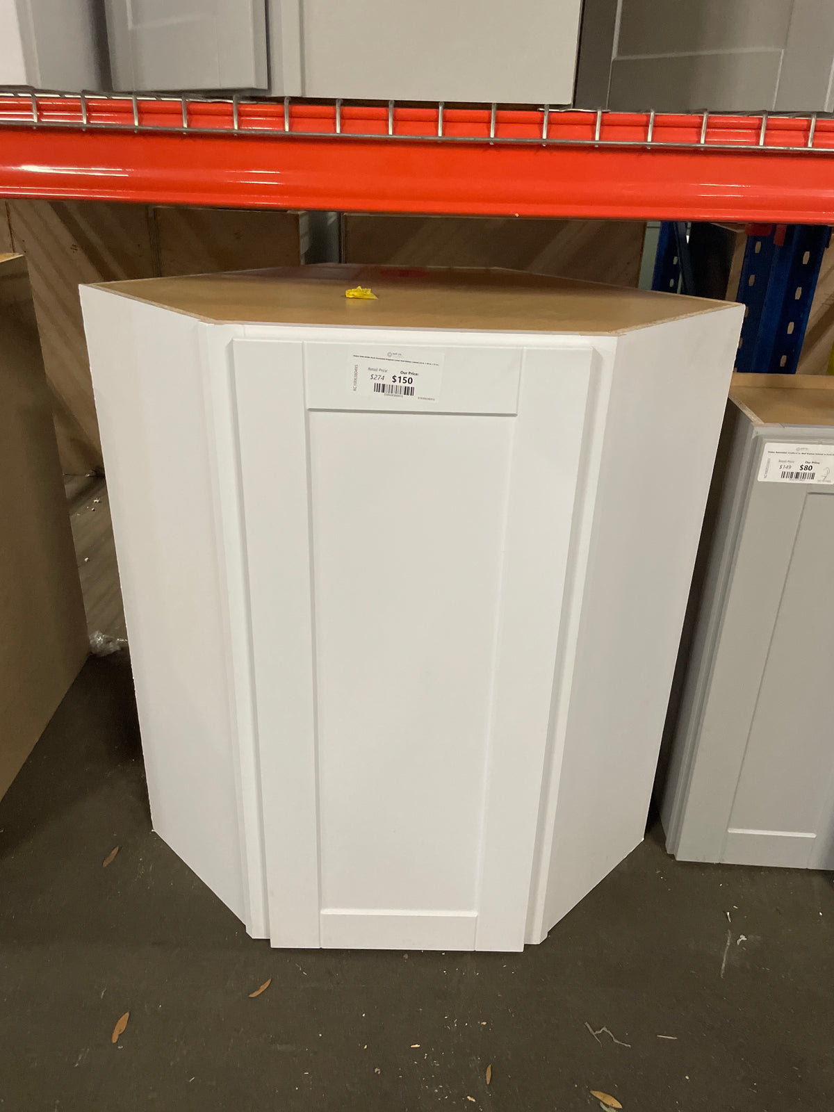 Shaker Satin White Stock Assembled Diagonal Corner Wall Kitchen Cabinet (24 in. x 36 in. x 12 in.)