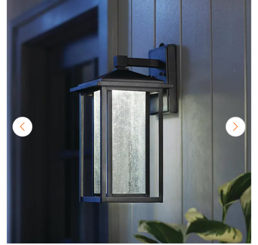Mauvo Canyon 15.5 in. Black Dusk to Dawn LED Outdoor Wall Light Fixture with Seeded Glass