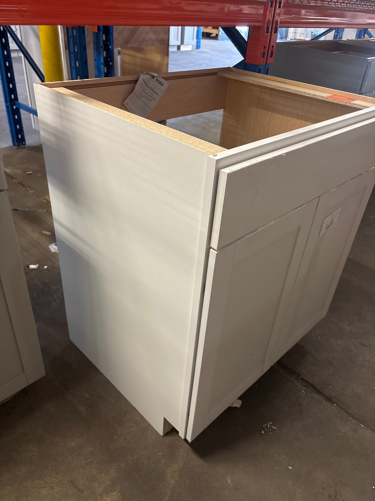 Westfield Feather White Shaker Stock Sink Base Kitchen Cabinet (30 in. W x 23.75 in. D x 35 in. H)