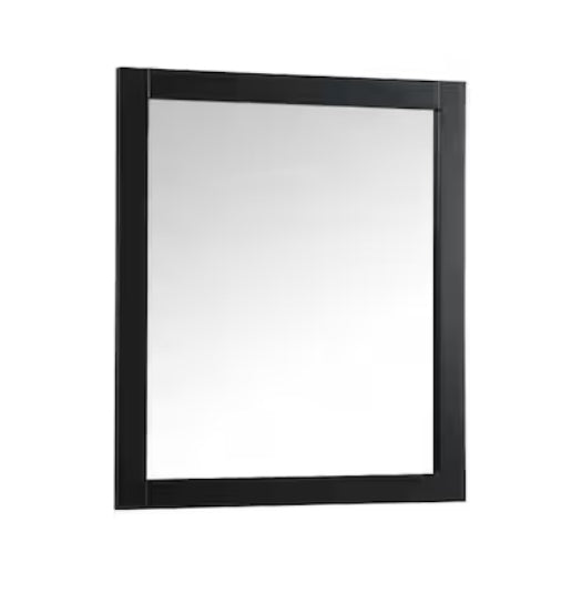 Timeless Home 30 in. W x 36 in. H x Modern Wood Framed Rectangle Black Mirror