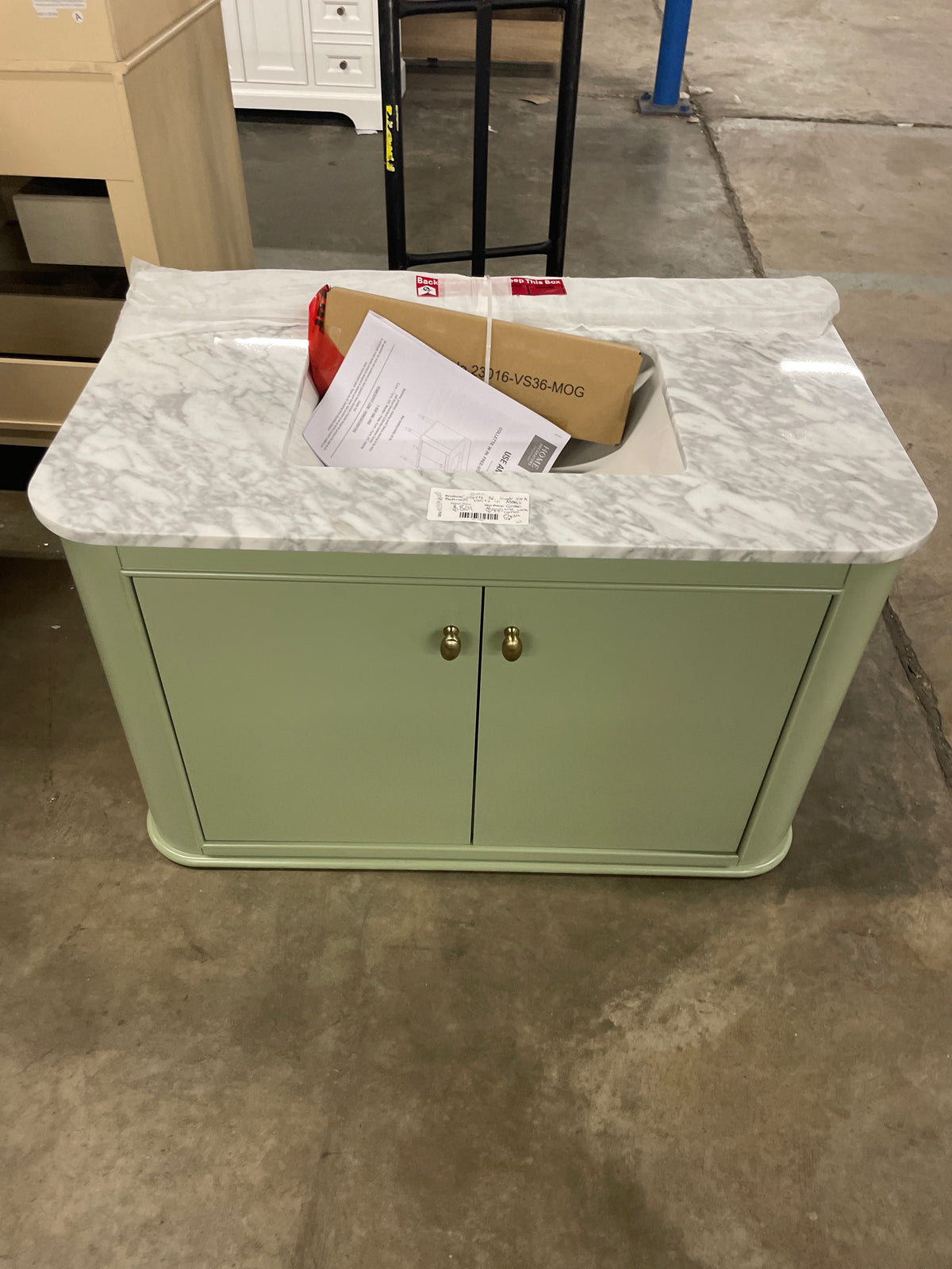 Collette 36 in. Single Sink Freestanding Bathroom Vanity in Moss Green with White Carrara Marble Top (Assembled)