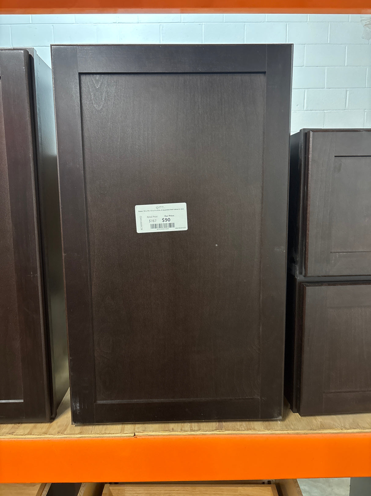 Shaker 18 in. W x 12 in. D x 30 in. H Assembled Wall Cabinet in Java