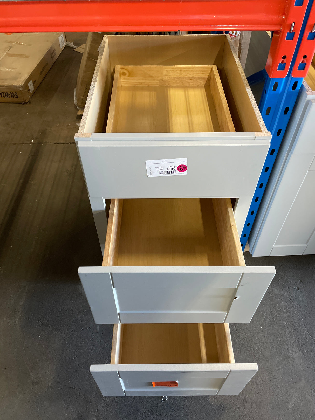 Shaker Dove Gray Stock Assembled Drawer Base Kitchen Cabinet with Drawer Glides (18 in. x 34.5 in. x 24 in.)