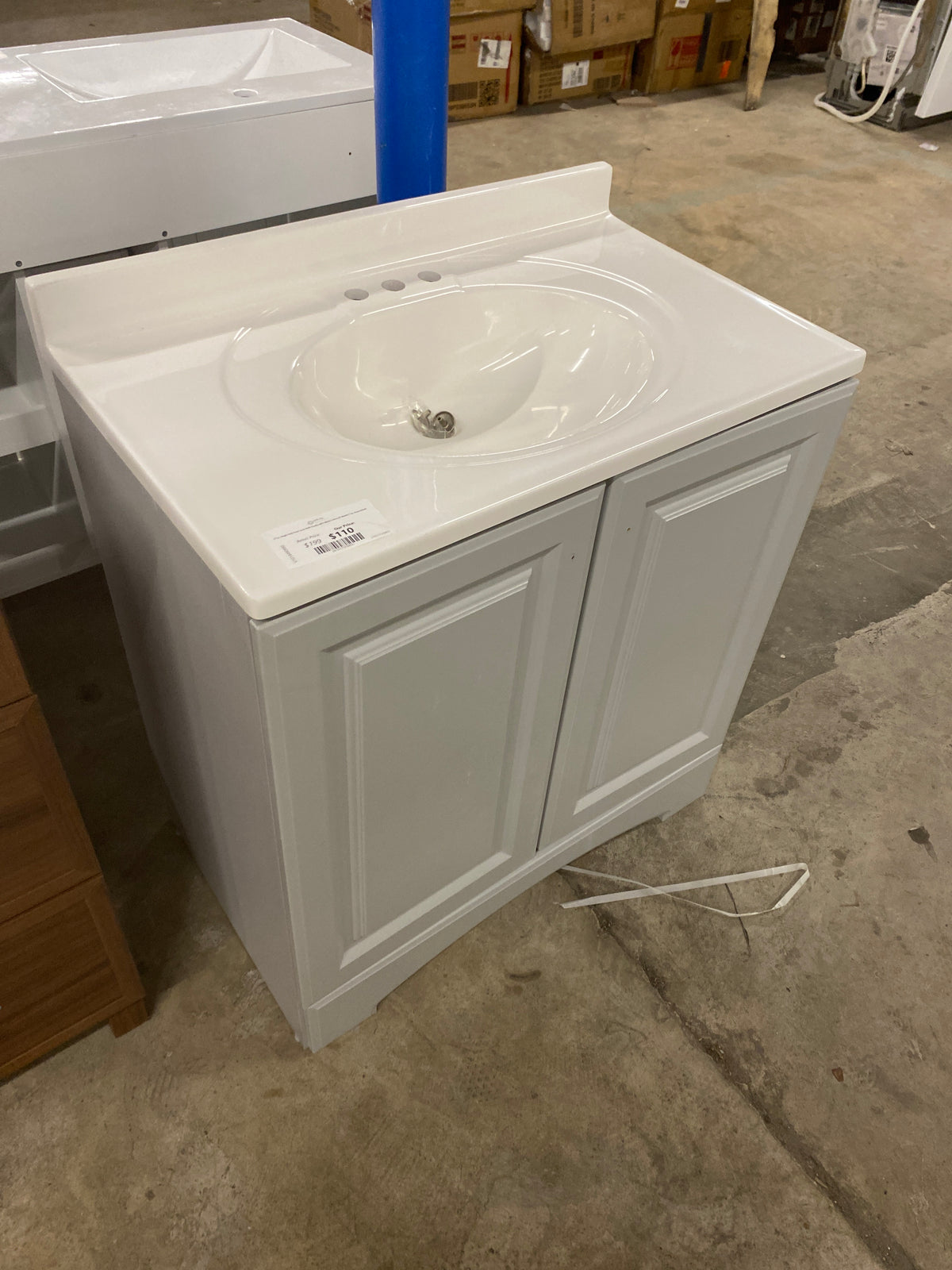 31 in. Single Sink Pearl Gray Bath Vanity with White Cultured Marble Top (Assembled)