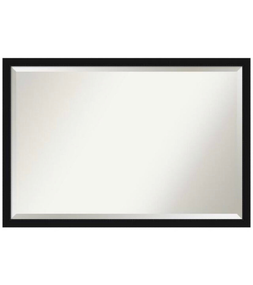 Avon 38 in. x 26 in. Casual qRectangle Framed Black Narrow Bathroom Vanity Mirror