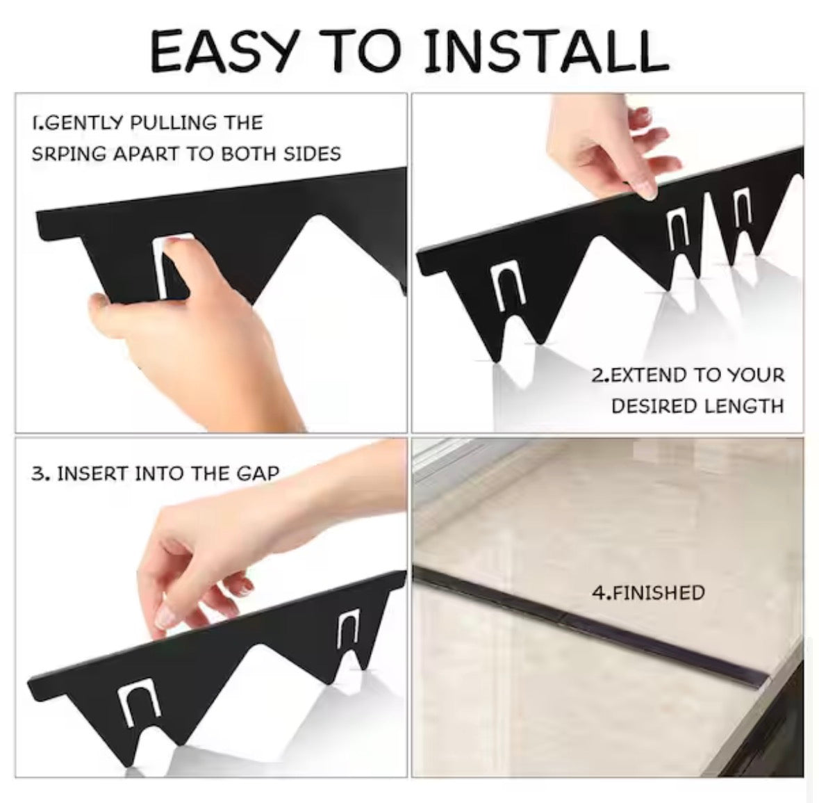 Stainless Steel Stove Gap Covers (2-Pack), Stove Gap Filler for Kitchen Oven Counter Side Gap, Range Trim Kit, Black
