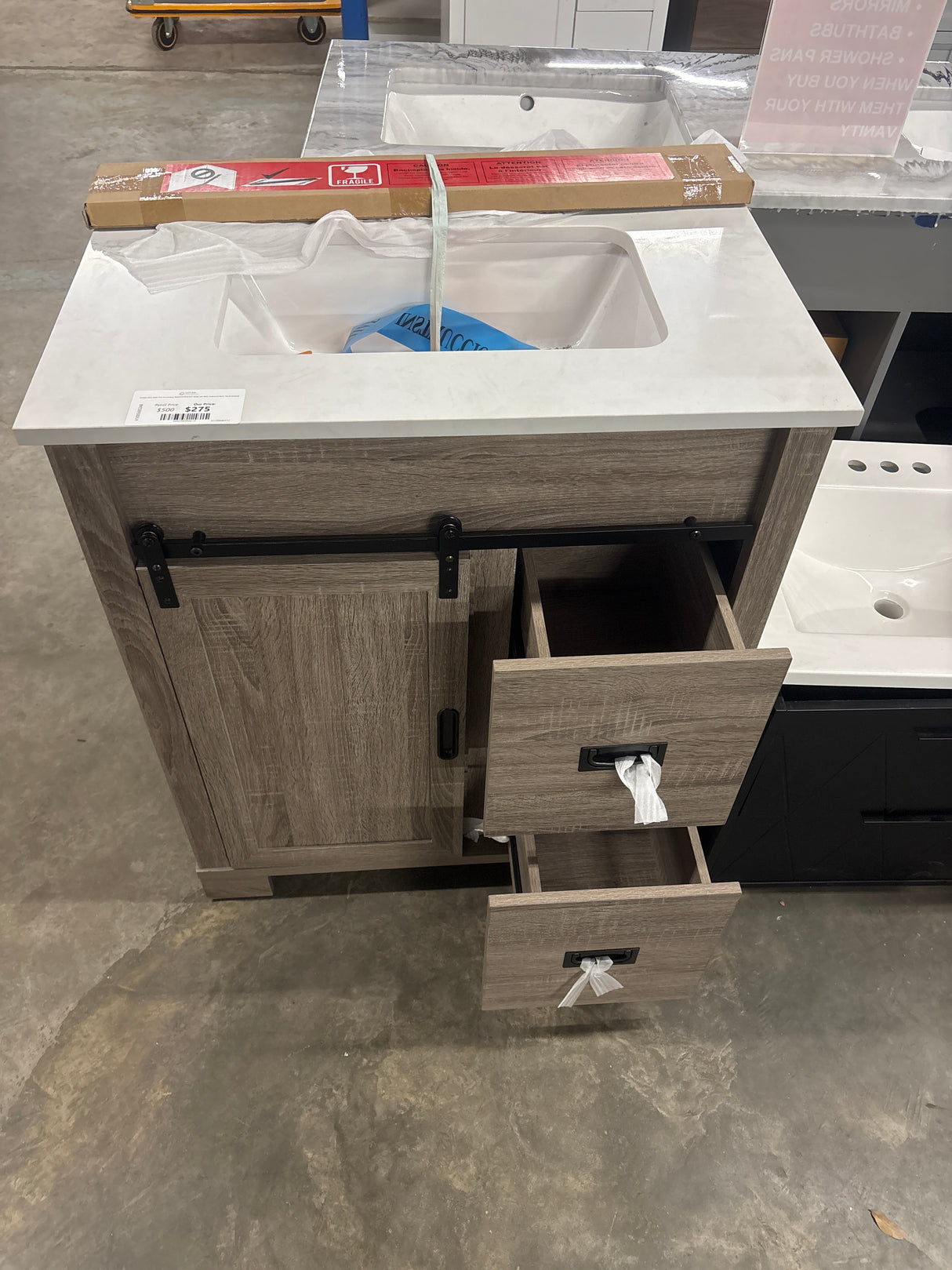 Brindley 30 in. Single Sink Freestanding Weathered Gray Bath Vanity with White Engineered Stone Top (Assembled)