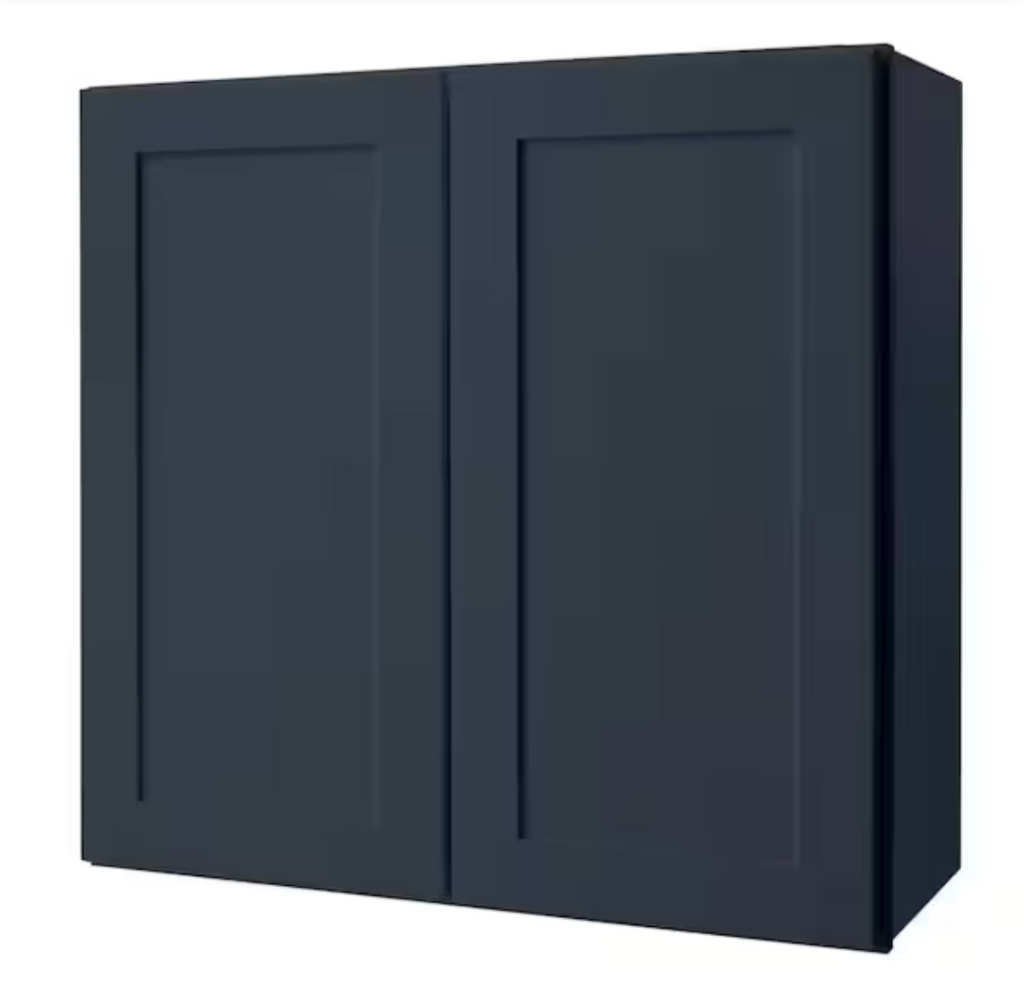 Avondale 30 in. W x 12 in. D x 30 in. H Ready to Assemble Plywood Shaker Wall Kitchen Cabinet in Ink Blue