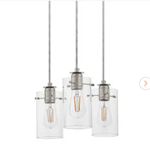 Load image into Gallery viewer, Regan 3-Light Espresso Pendant Hanging Light with Clear Glass Shades, Industrial Kitchen Pendant Lighting
