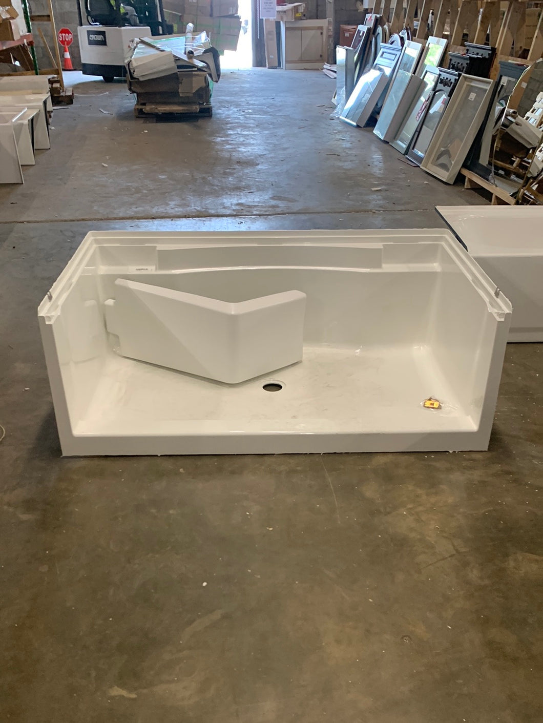 Accord 36 in. x 60 in. Standard Fit Shower Pan with Seat in White