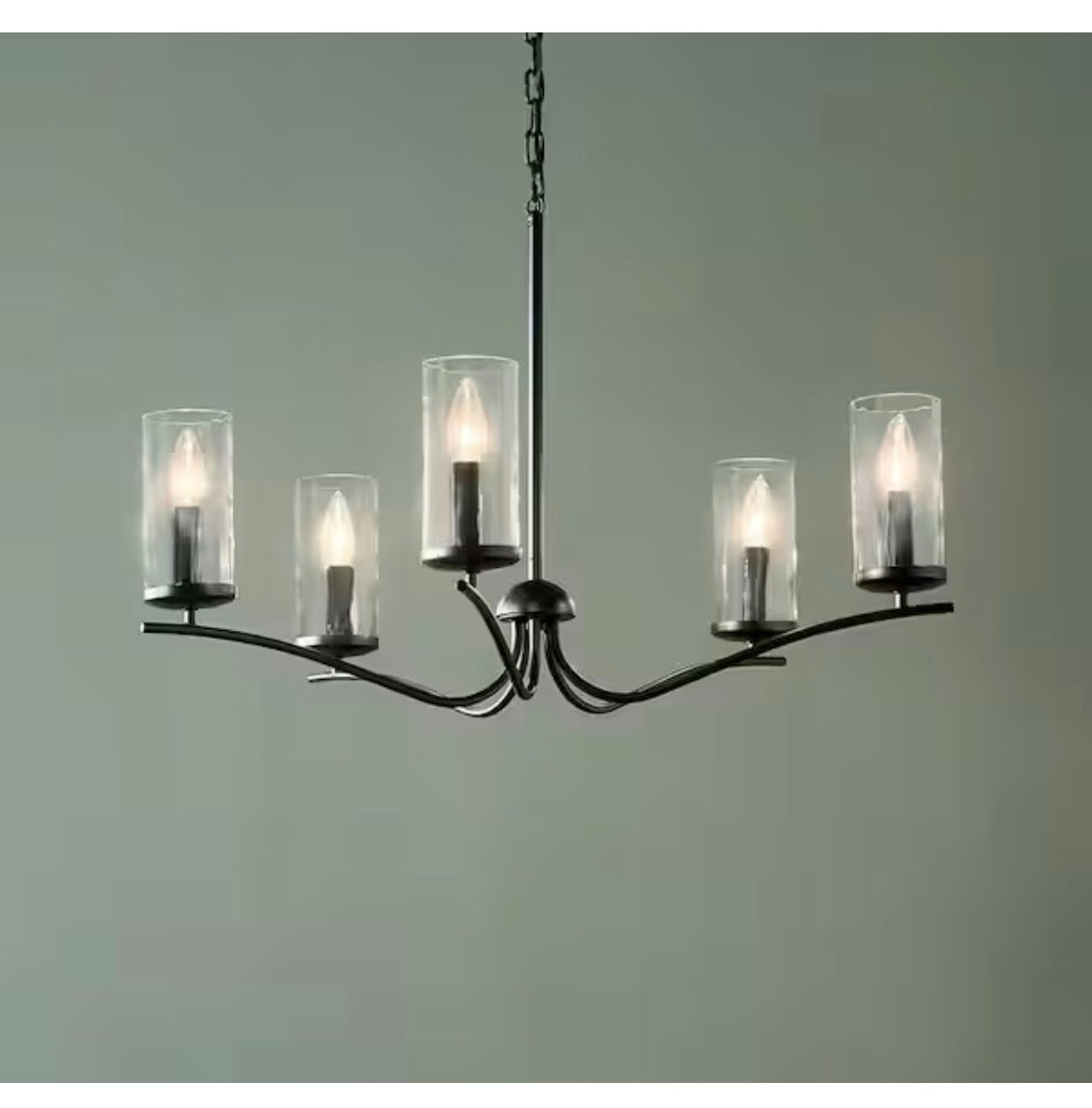 Thorna 5-Light Chandelier with Clear Water Glass in Black