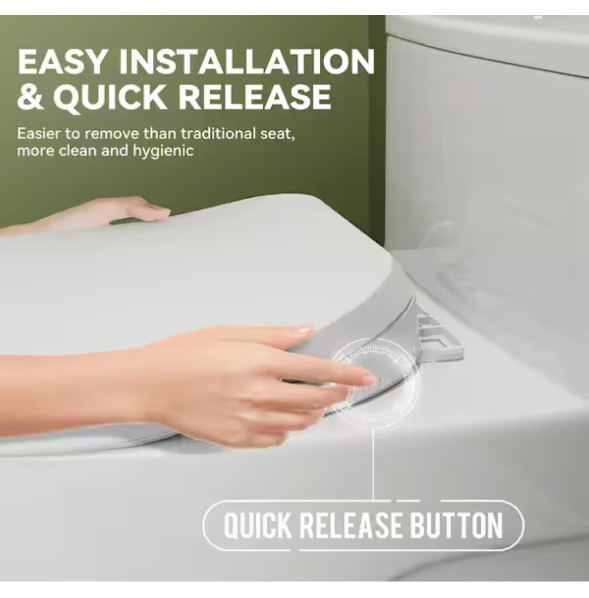 Non-Electric Bidet Seat for Elongated Toilets with Front and Rear Wash, Adjustable Water Pressure in White