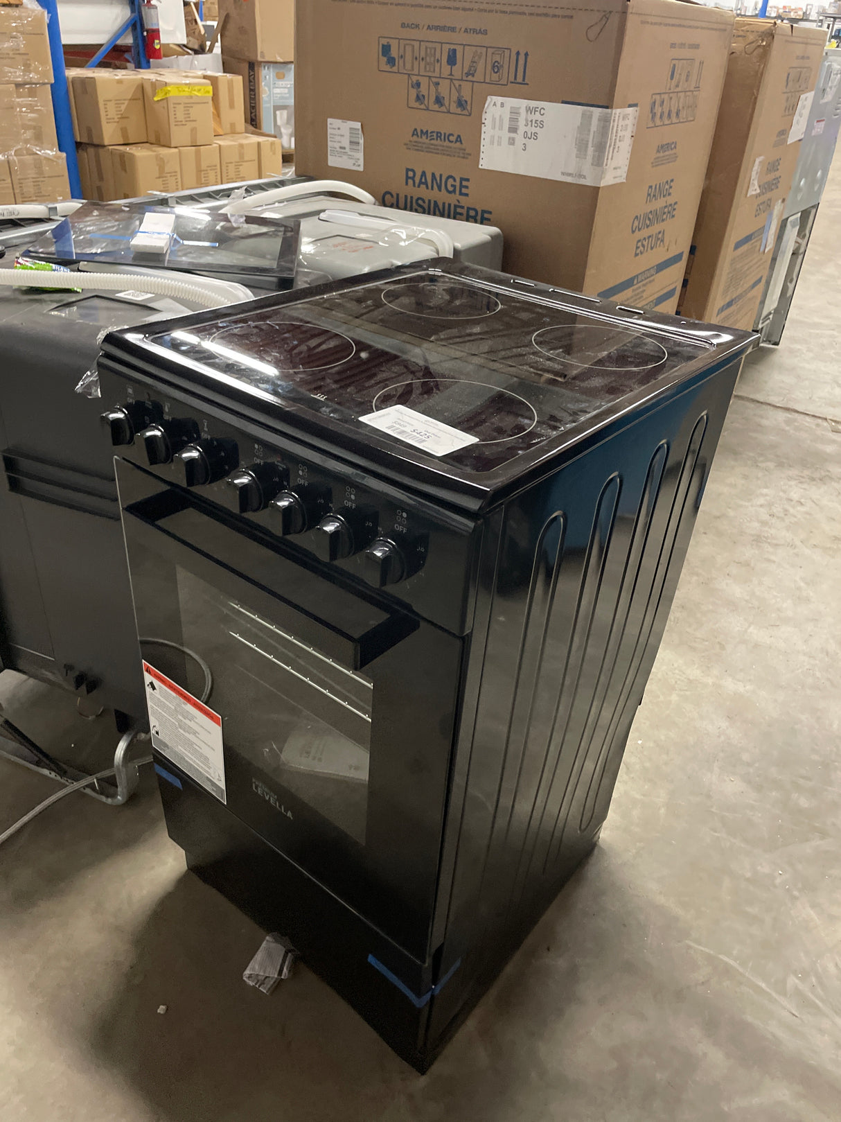 20-in Glass Top 4-Burners 1.87 cu. ft. Convection Oven Freestanding Electric Range (Black)
