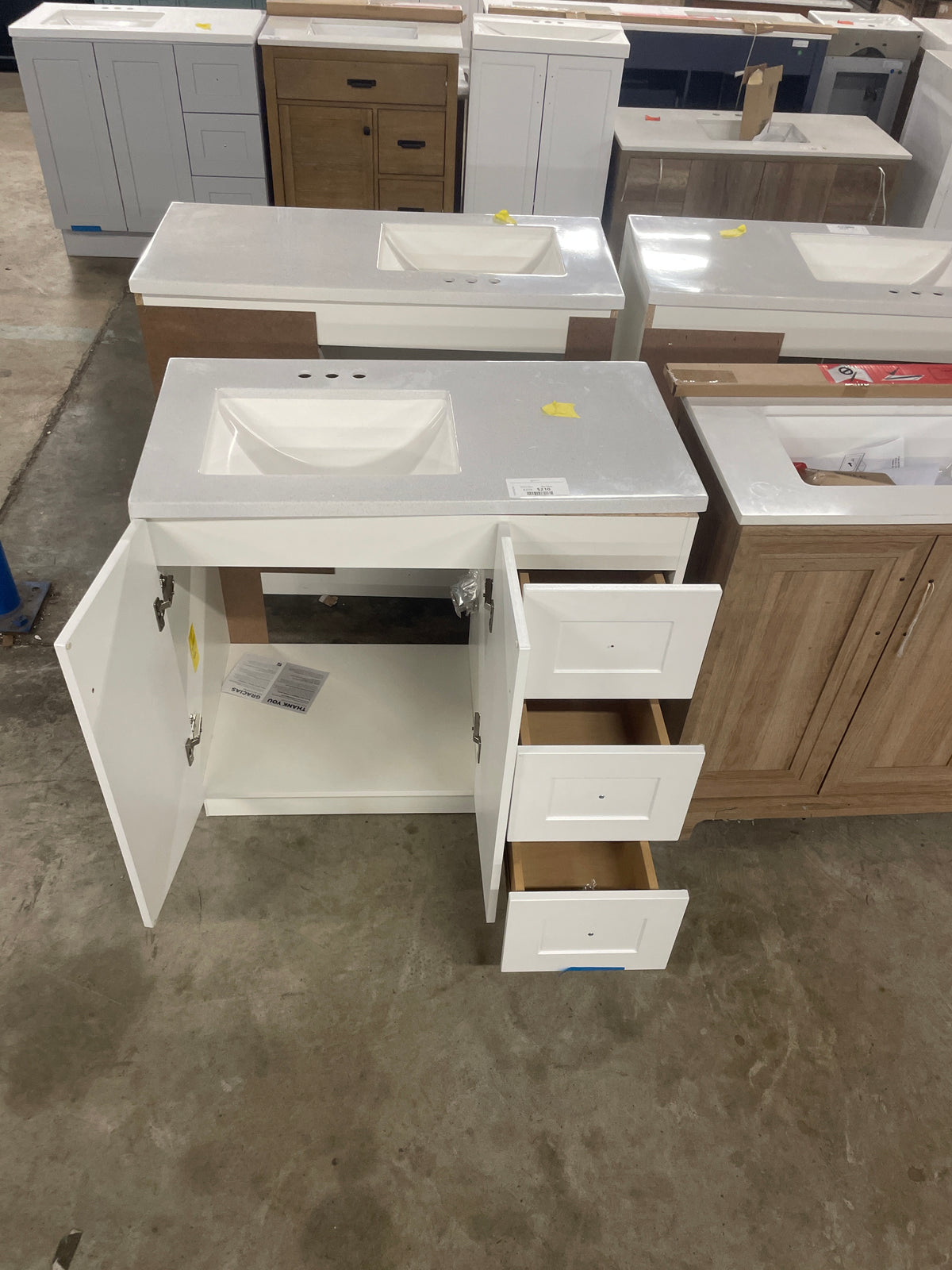 Bannister 37 in. W x 19 in. D x 35 in. H Single Sink Freestanding Bath Vanity in White with White Cultured Marble Top