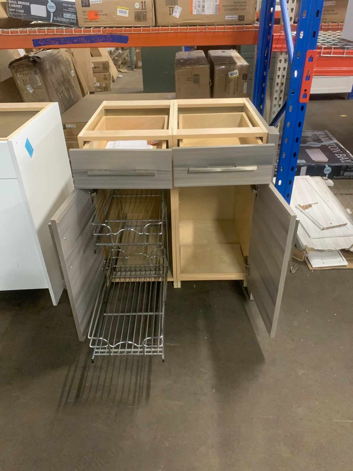 32 W x 25 D X 34.5 H Plywood Kitchen Cabinet in Distressed Grey