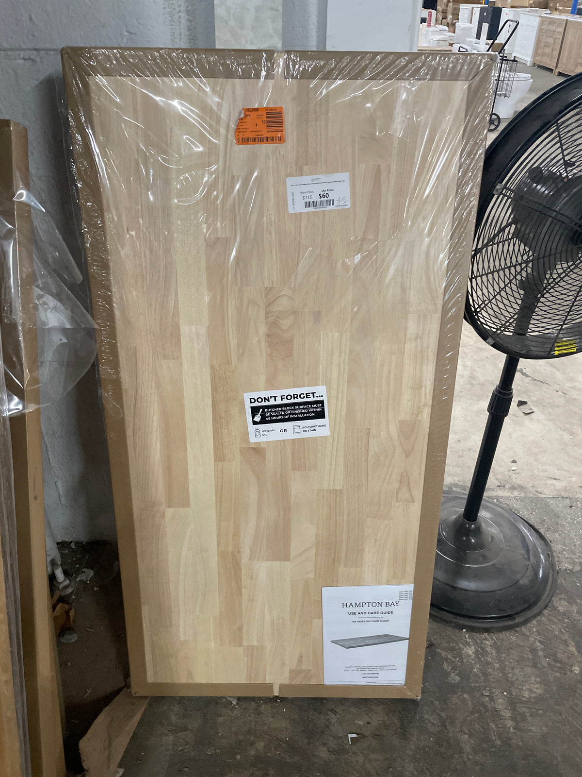 4 ft. L x 25 in. D Unfinished Hevea Solid Wood Butcher Block Countertop With Square Edge