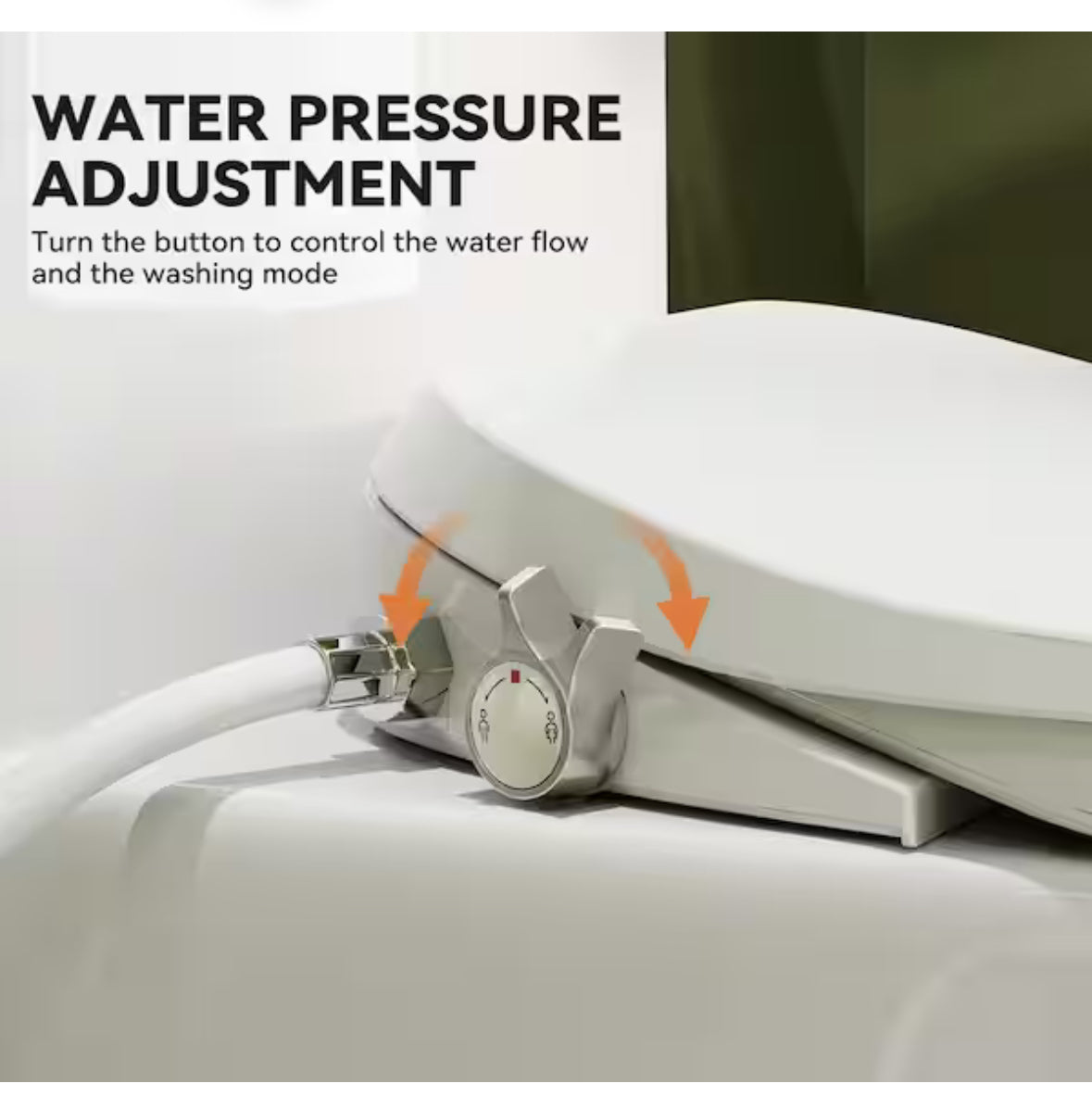 Non-Electric Bidet Seat for Elongated Toilets with Front and Rear Wash, Adjustable Water Pressure in White
