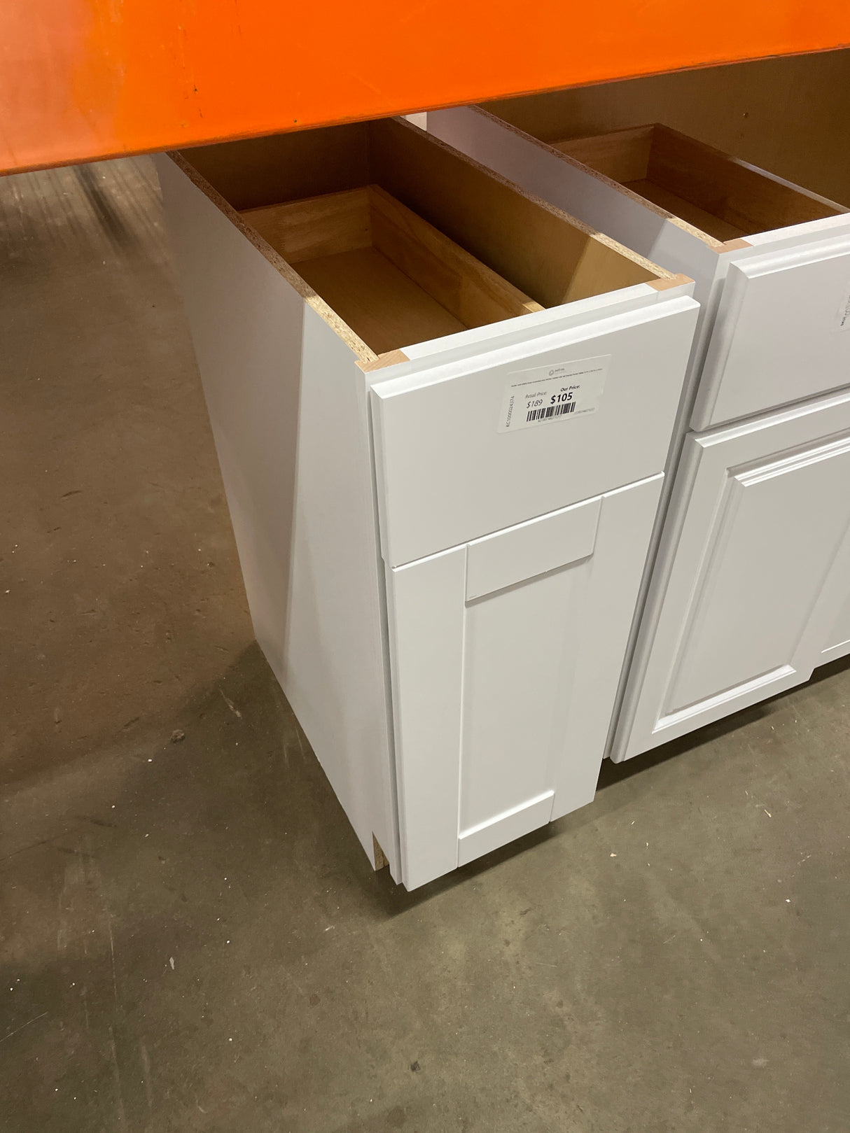 Shaker Satin White Stock Assembled Base Kitchen Cabinet with Ball-Bearing Drawer Glides (12 in. x 34.5 in. x 24 in.)