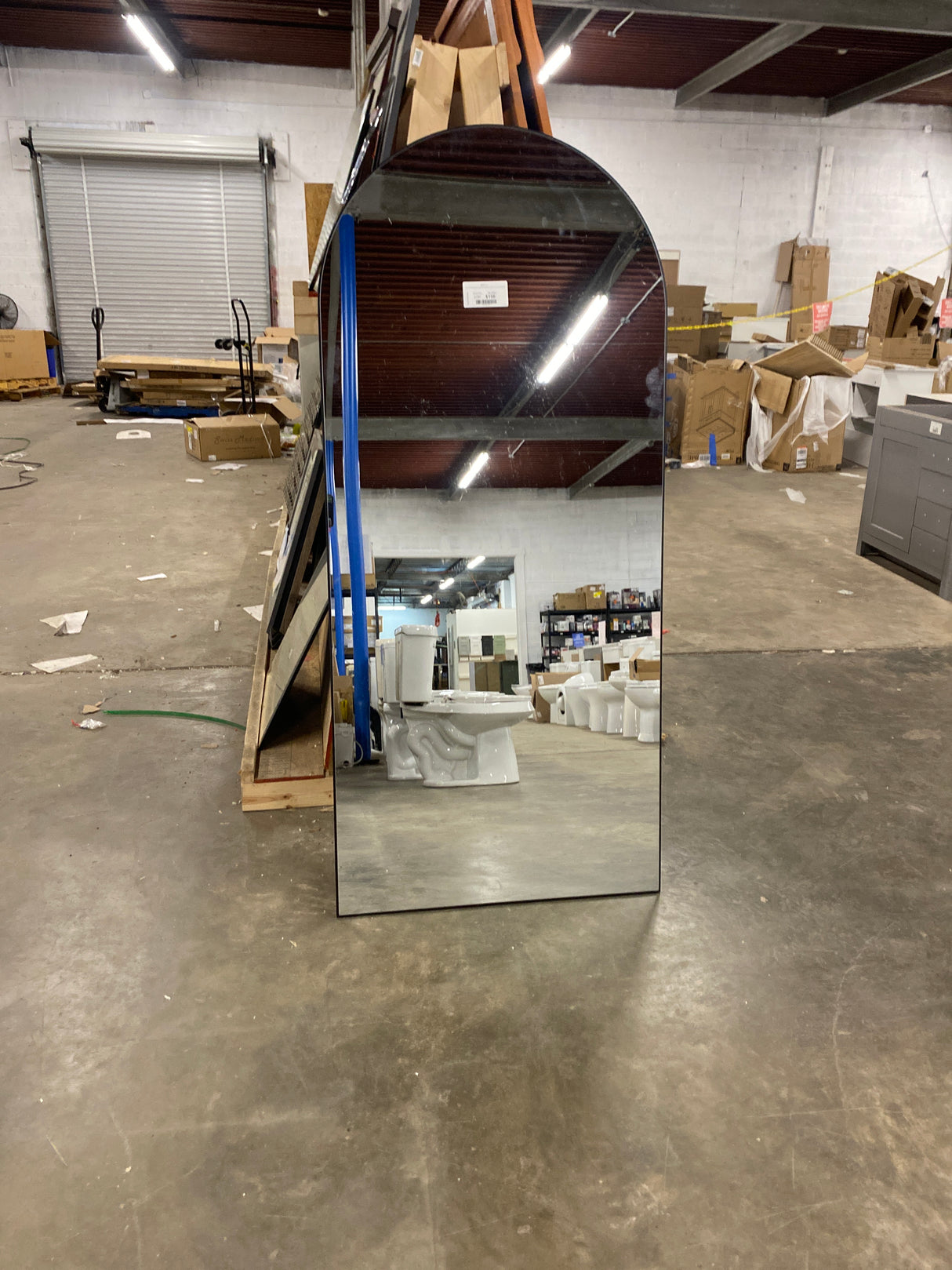 32 in. W x 71 in. H Oversized Arch Wood Full Length Black Wall Mounted Standing Mirror Floor Mirror