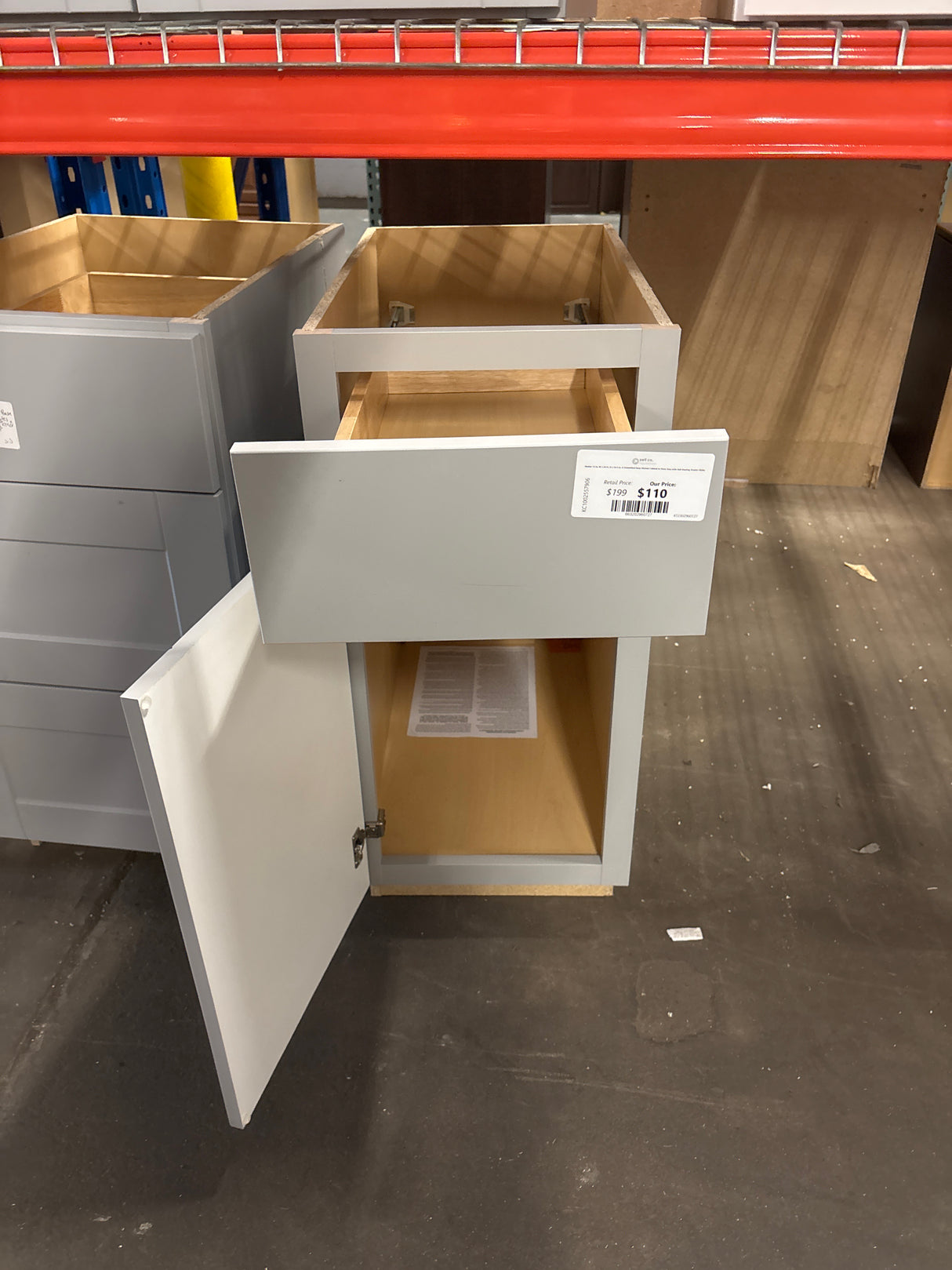 Shaker 15 in. W x 24 in. D x 34.5 in. H Assembled Base Kitchen Cabinet in Dove Gray with Ball-Bearing Drawer Glides