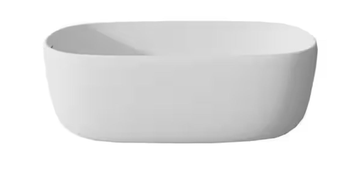 Moray 51 in. x 25 in. Solid Surface Stone Resin Flatbottom Freestanding Double Slipper Soaking Bathtub in Matte White