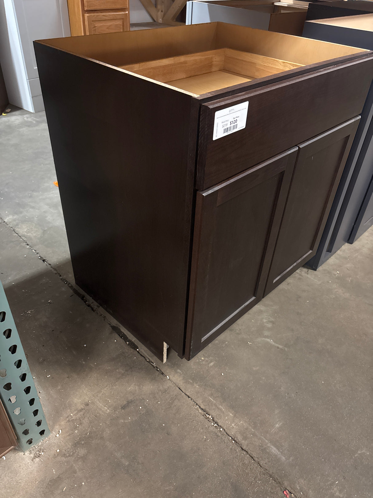 Shaker Java Stock Assembled Base Kitchen Cabinet with Ball-Bearing Drawer Glides (30 in. x 34.5 in. x 24 in.)