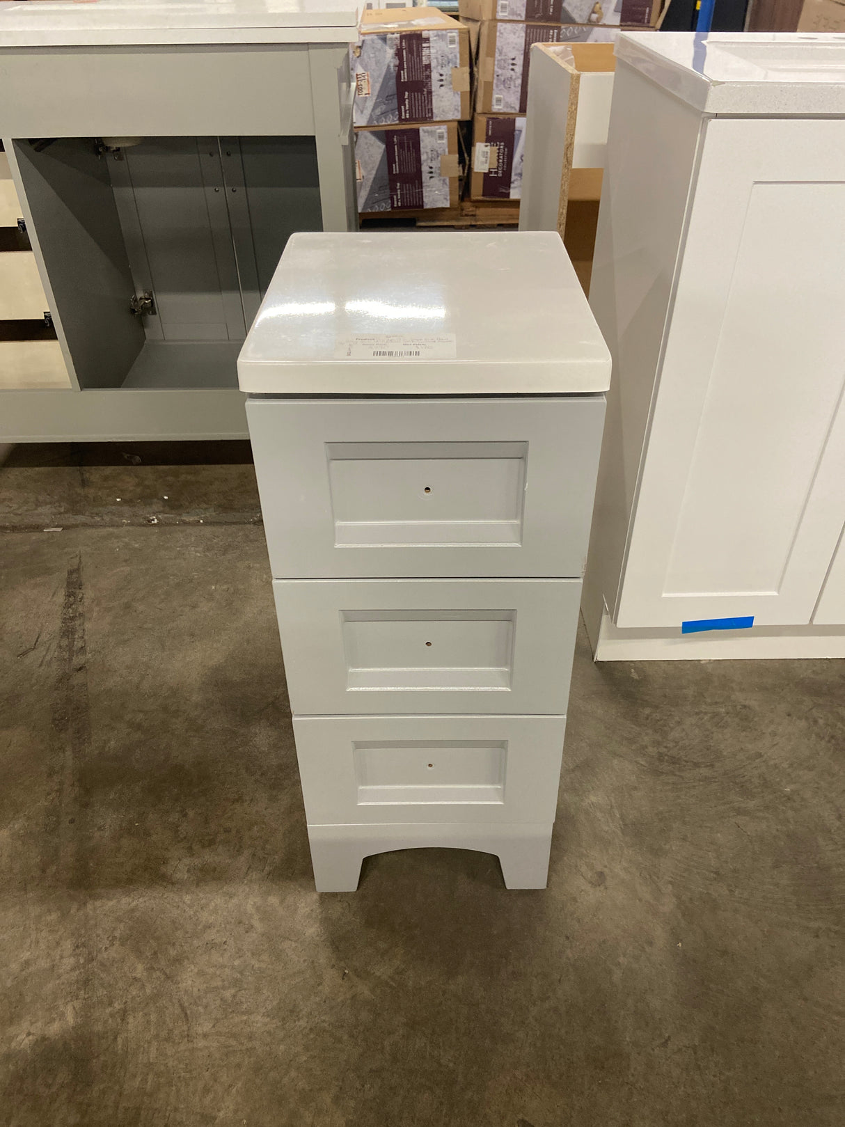 Delridge 12 in. Single Sink Pearl Gray Bath Vanity with White Cultured Marble Top (Assembled