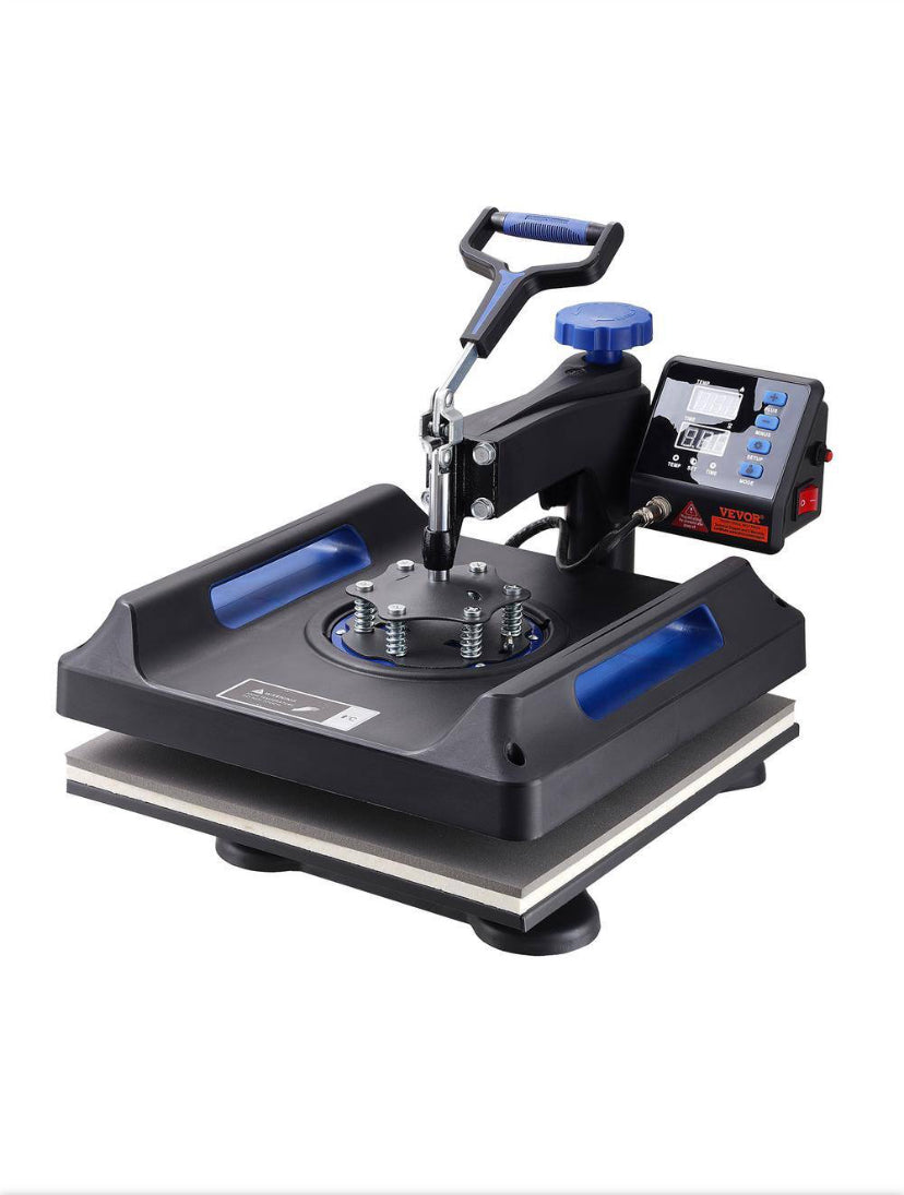 15 in. x 15 in. Pro Heat Press Machine 5 in 1 Combo 360 Swing Away Digital Sublimation Vinyl Transfer Printer, Blue