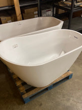 Load image into Gallery viewer, 55 in. Classic Oval Shape Acrylic Flatbottom Freestanding Non Whirlpool Soaking Bathtub in White
